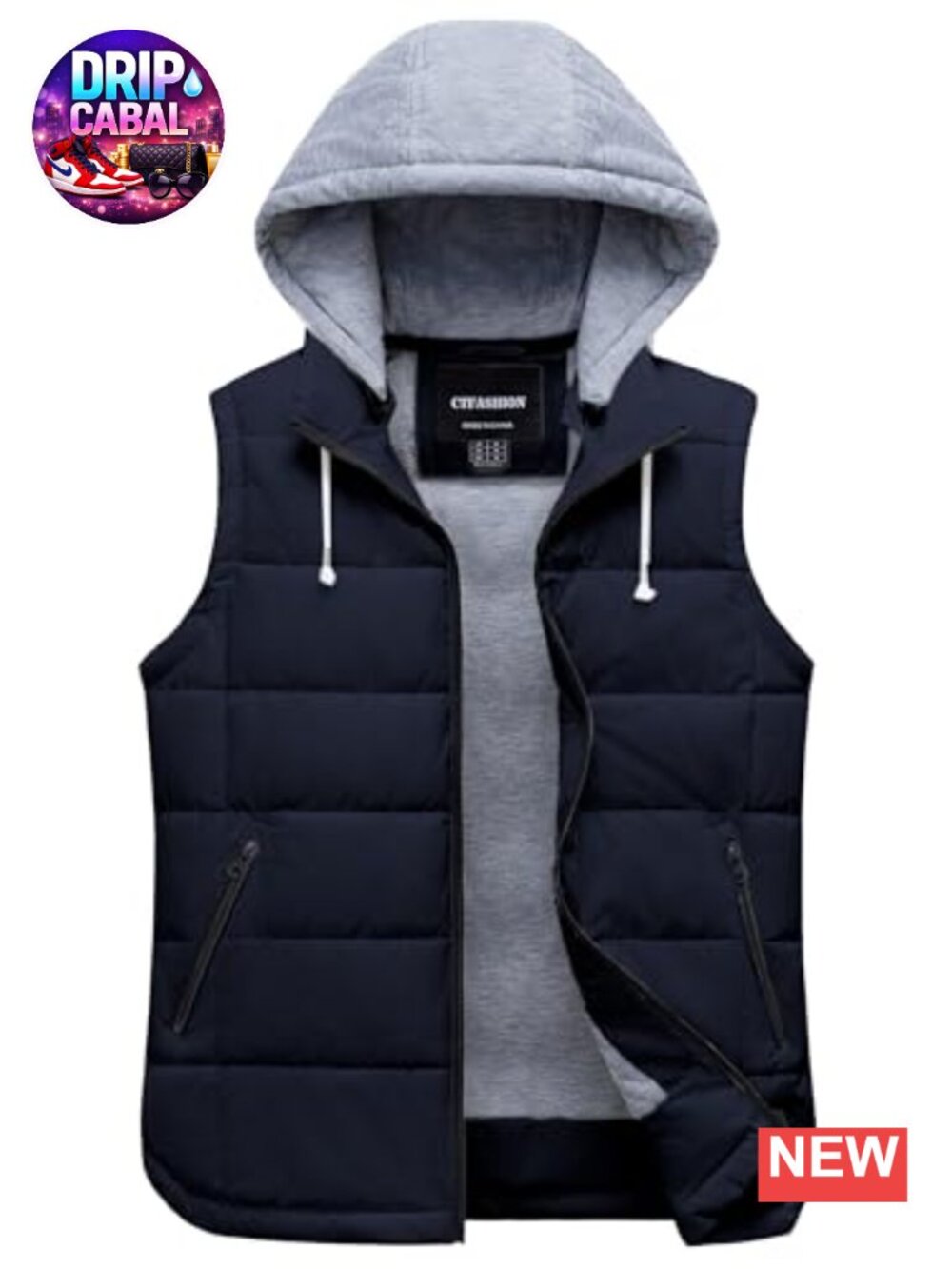 Insulated Quilted Puffer Vest with Removable Hood Sleeveless Jacket